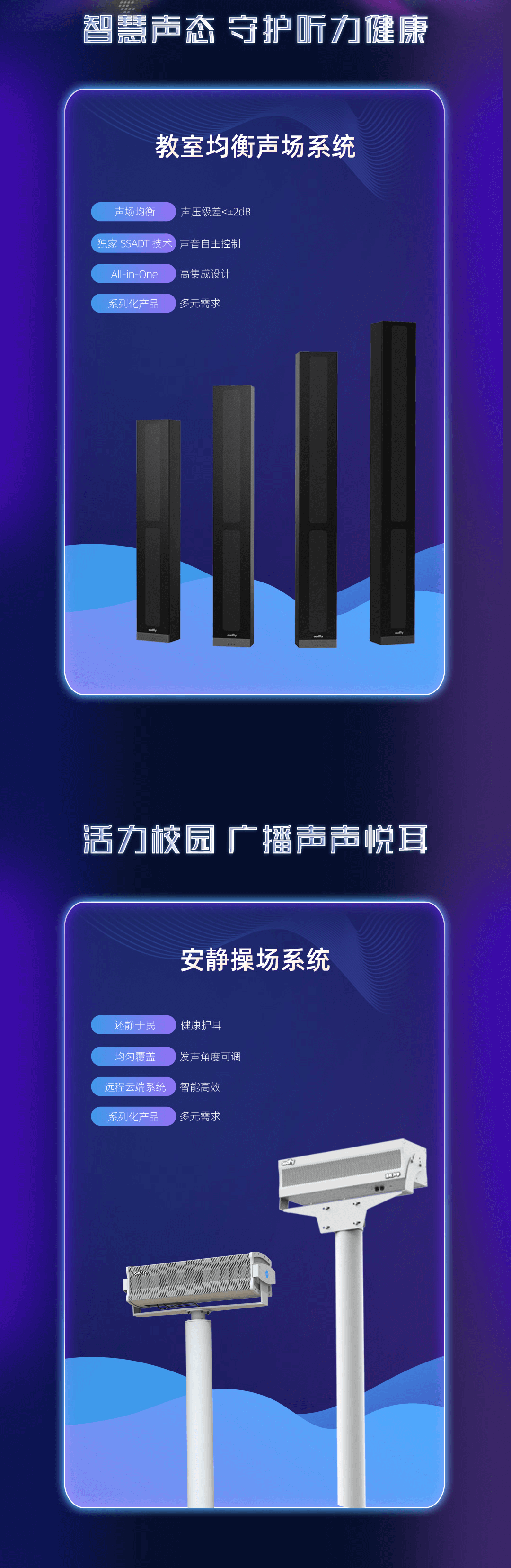 操場定向音箱，教室音響均衡擴聲