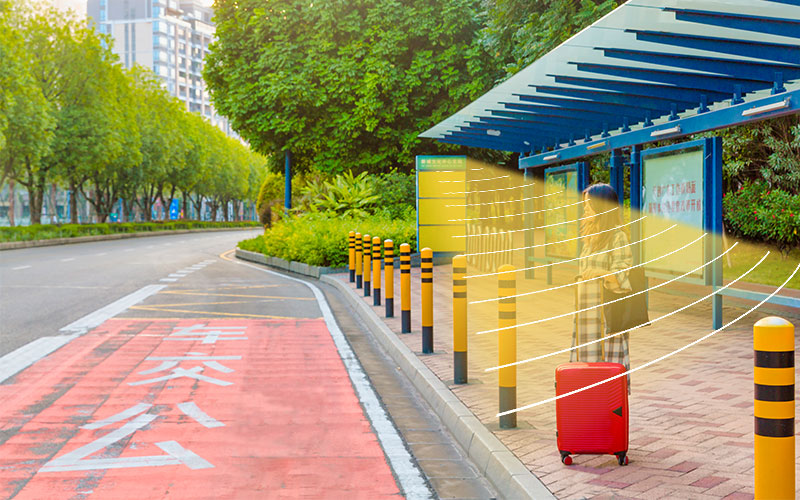 公交站臺(tái)，定向擴(kuò)聲音箱