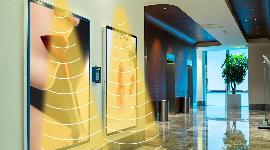 數字廣告標牌定向音響，定向發聲示意圖