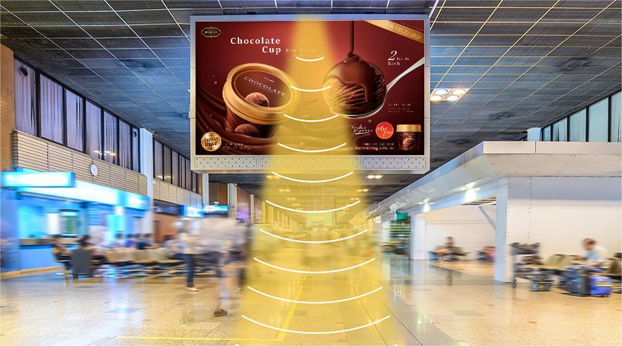 廣告數字標牌定向音響，定向發聲示意圖