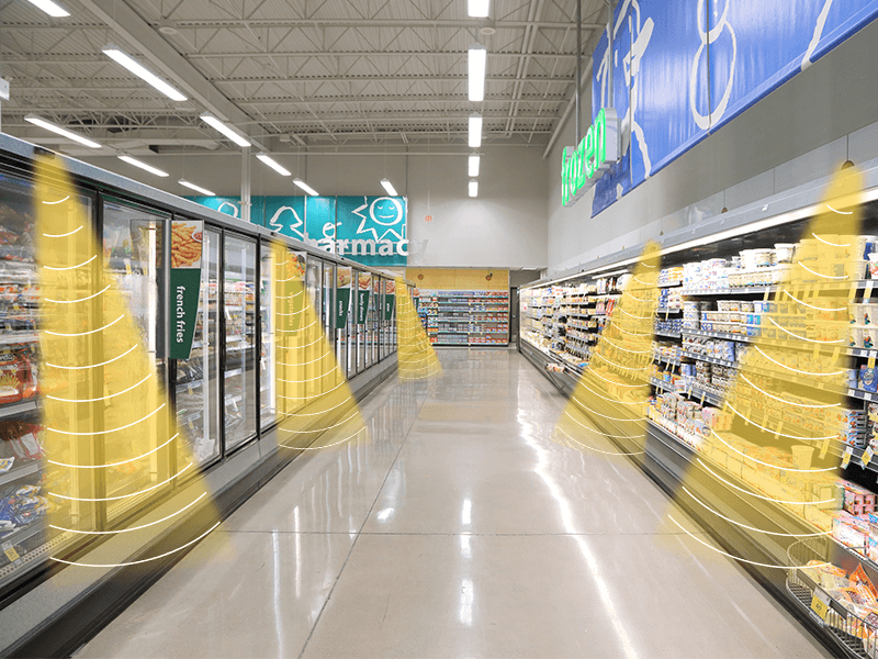 零售店安裝定向揚聲器,聲音分區,互不干擾示意圖