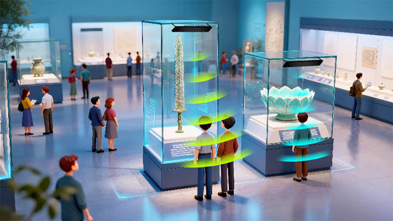 展覽館的清聽聲學(xué)定向發(fā)聲技術(shù)示意圖