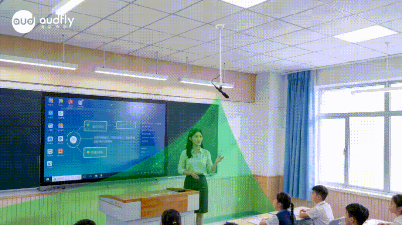 清聽聲學(xué)AI 無感擴(kuò)聲系統(tǒng)，收聲、擴(kuò)聲的聲場示意圖